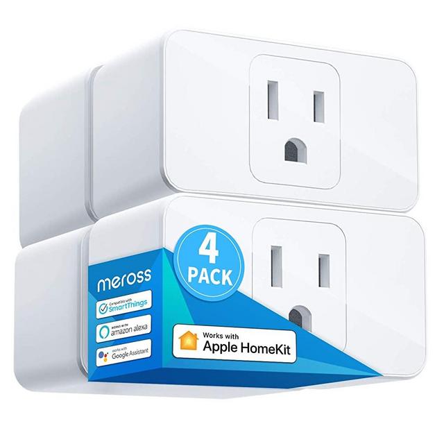 Meross Smart Plug Mini, 16A & Reliable WiFi, Support Apple HomeKit, Siri, Alexa, Echo, Google Assistant, Nest Hub and SmartThings, App Control, Timer, No Hub Needed, 4 Pack
