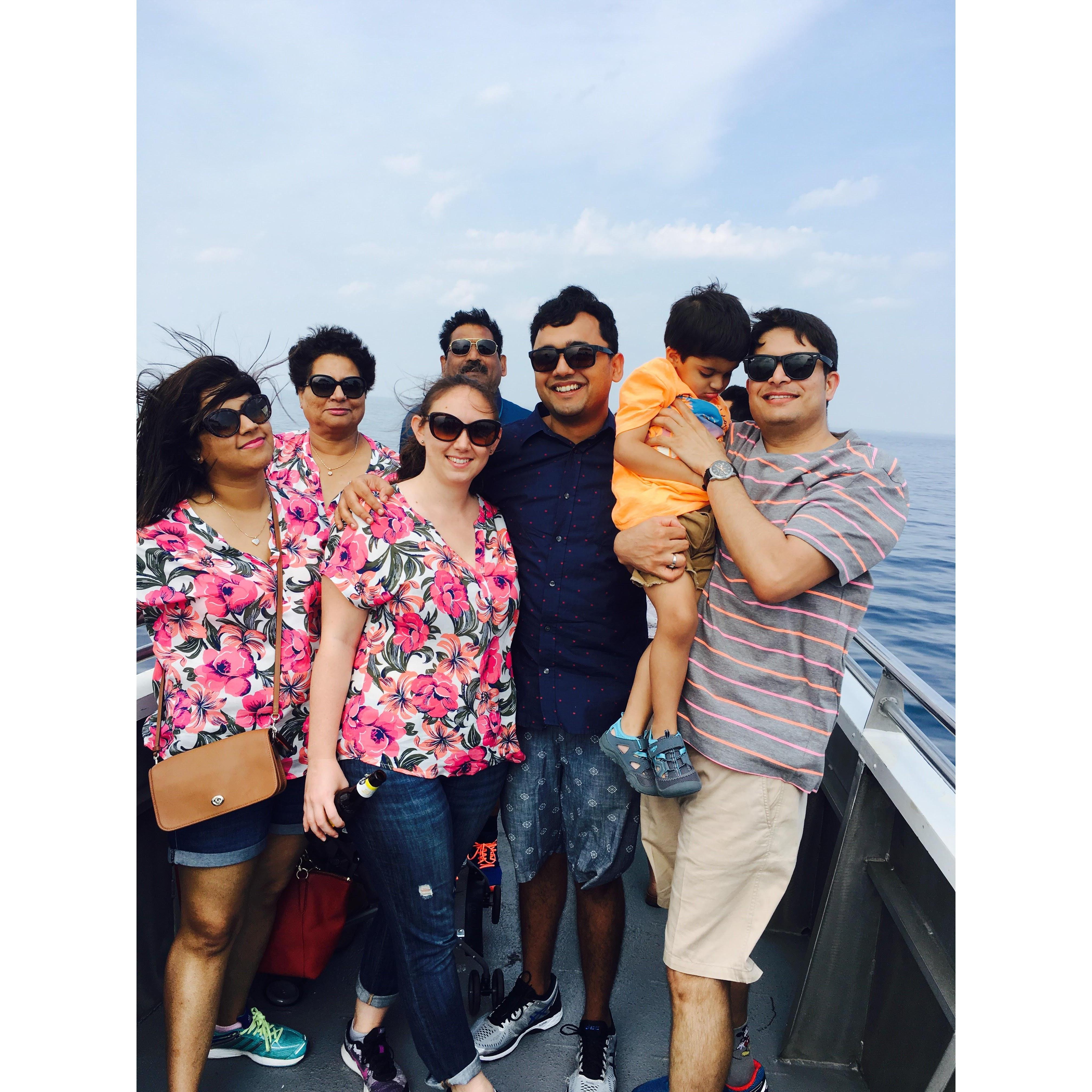 Khanijao's on a boat! Whale watching in Boston