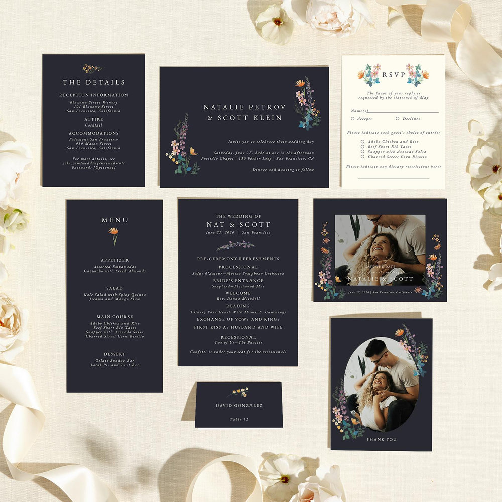 Dolce Landscape | Ebony | Zola Wedding Invitations