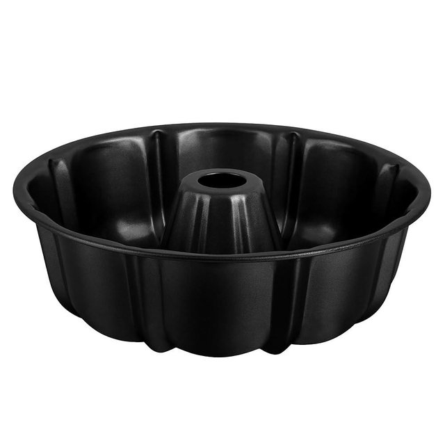E-far 10 Inch Non-stick Cake Pan, Heavy Duty Carbon Steel Tube Fluted Round Baking Pan,Buntz Pound Cake Pan Mold,Tube Bakeware, Easy Release & Easy to Clean, 10 Cup, Black