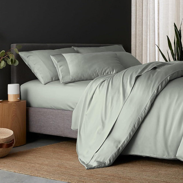 DOZ Duvet Cover Set, 100% Viscose derived from Bamboo, Organically Grown, Buttery Soft, Cooling Duvet Covers, High GSM, 1 Duvet Cover and 2 Pillowcases, 90"x90" (Sage, Full/Queen)
