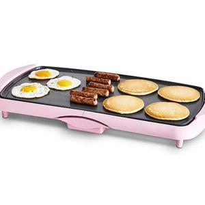 GreenLife 20” Extra Large Electric Griddle, Non-Toxic PFAS & PFOA-Free Ceramic Nonstick, Temperature Control, Quick Even Heating, Removable Drip Tray, Pancakes, Eggs, Sausage, Easy Clean, Pink