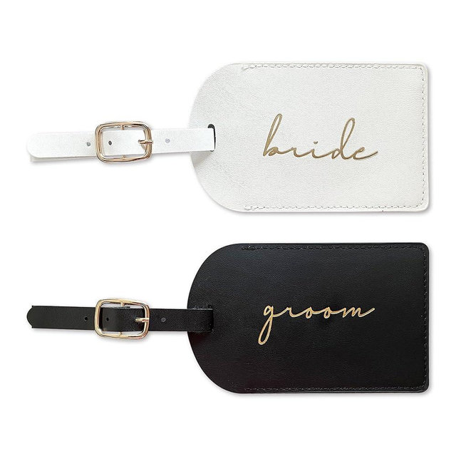 HubbyWifeyGifts Bride and Groom Luggage Tags, Wedding Gifts for Couples 2025, Bridal Shower Gifts for Bride, Travel Essentials for Honeymoon Newlyweds