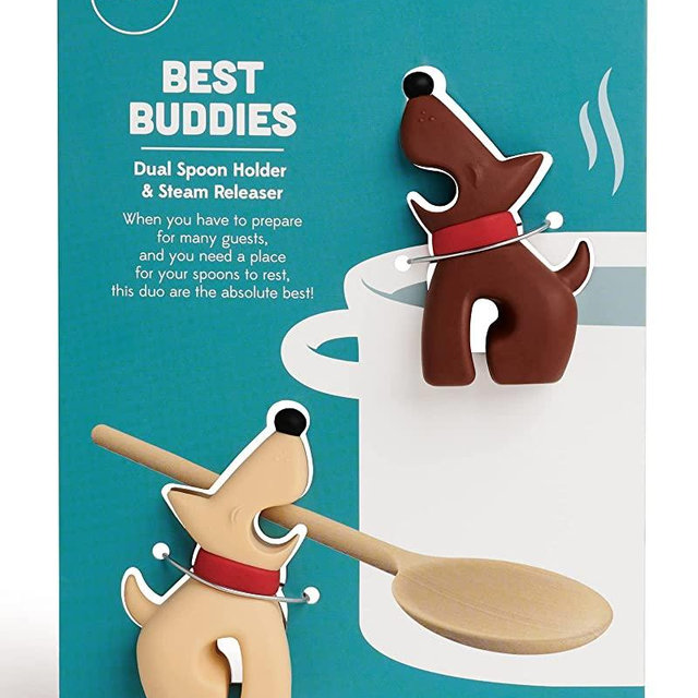 OTOTO Best Buddies Kitchen Spoon Holder, 2 Pack - Cooking Spoon Rest for Kitchen Counter - Spatula, Ladle Holder, Kitchen Utensil Holder - Heat Resistant & Dishwasher Safe Utensil Rest for Stove Top