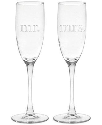 Mr. & Mrs. Champagne Flutes, Set of 2