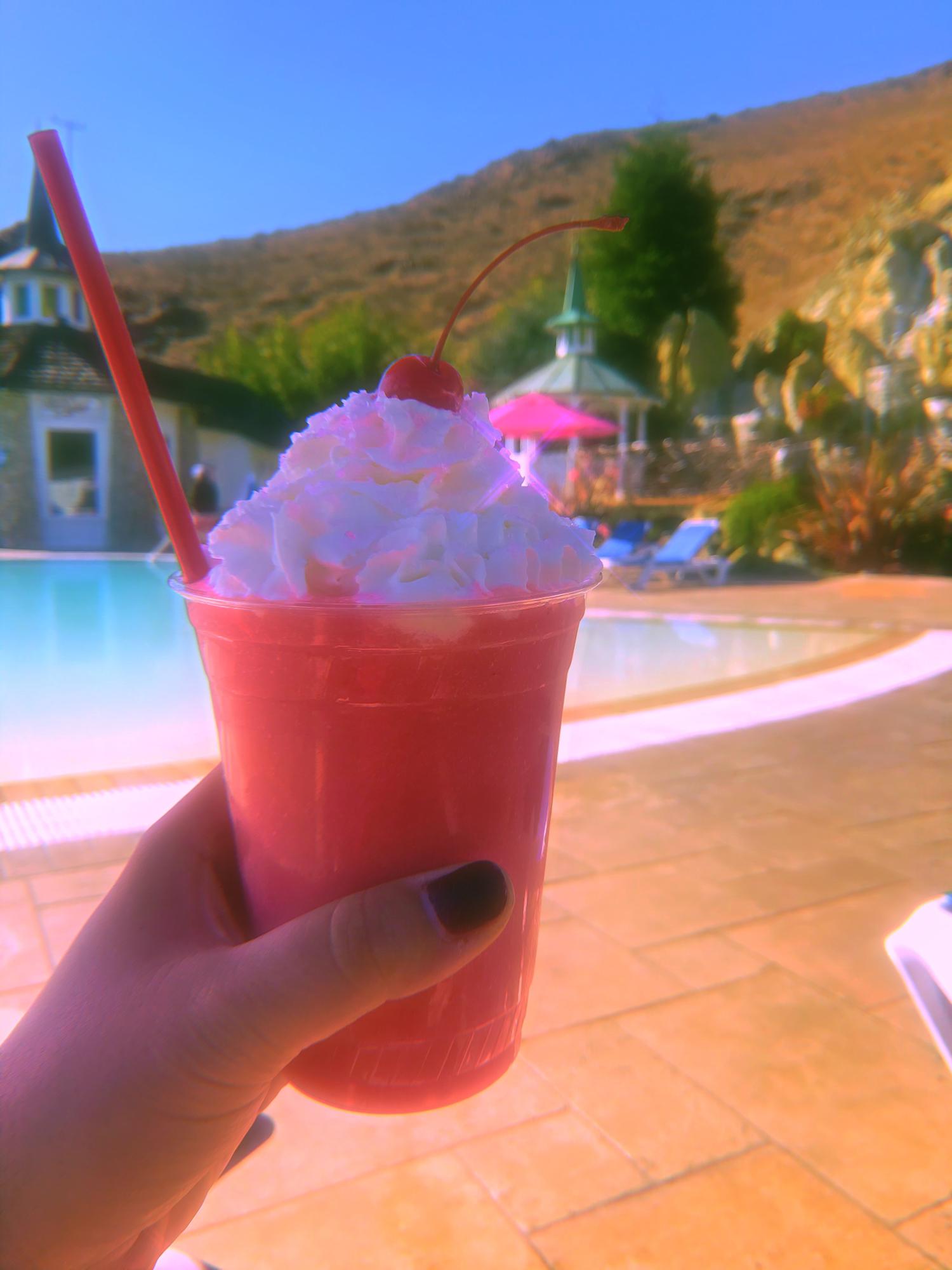 Poolside with the famous Pink Cloud💖