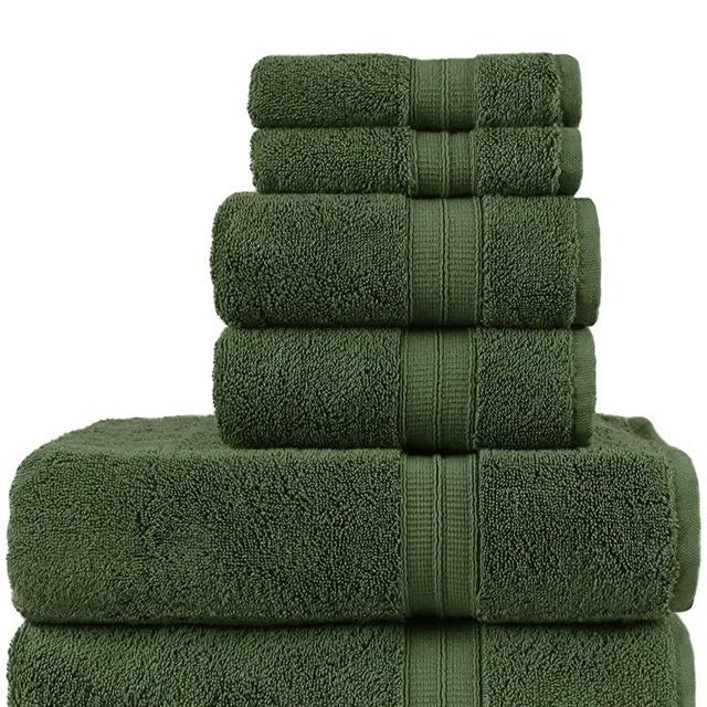 Luxury Premium Turkish Cotton 6-Piece Towel Set, Long-Stable 20/2, 2 Ply Turkish Ring-Spun Cotton Yarn Makes The Luxe-Factor, Eco-Friendly, (Moss)