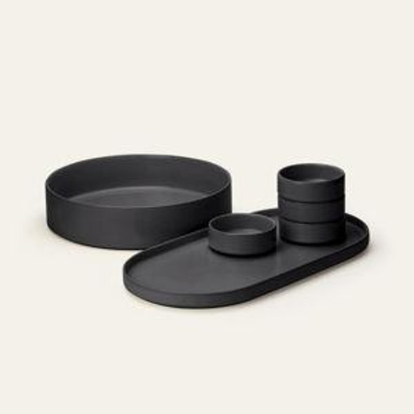 Portuguese Stoneware Serving Set (6 Piece Set) - Noir