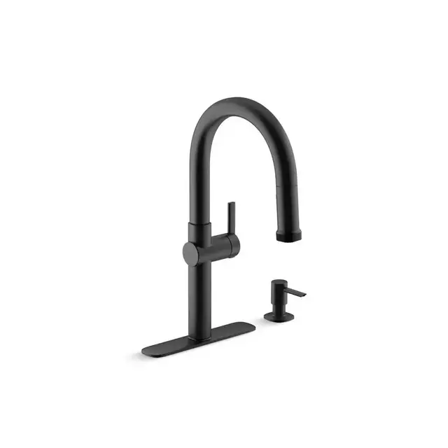 Rune Single-Handle Pull-Down Sprayer Kitchen Faucet in Matte Black