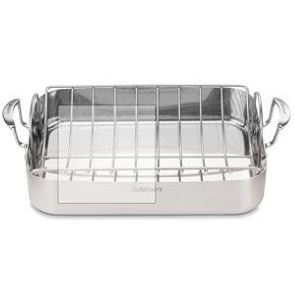 Cuisinart MultiClad Pro Triple Ply Stainless Cookware 16" Roasting Pan with Rack (MCPS117-16BRP1)