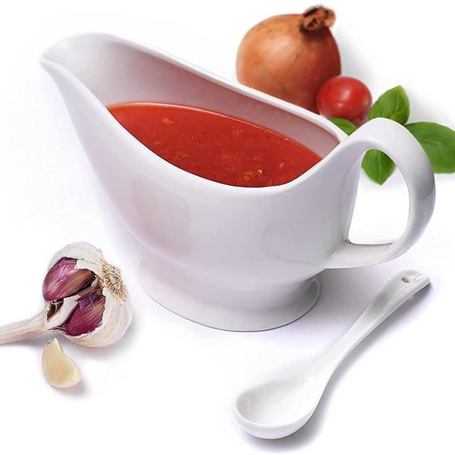 Gravy Boat, 15 oz, Spoon, Sauce, Gravy Boat for Salad Dressings