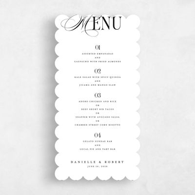 White Scalloped Wedding Menu - Nevis