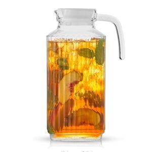 JoyJolt 60oz Glass Pitcher with Lid (2 Lids) - Beverage Serveware and Storage Container for Cold Drinks and Liquids. Juice Container, Water Jug, Fridge Pitcher for Iced Tea or Milk