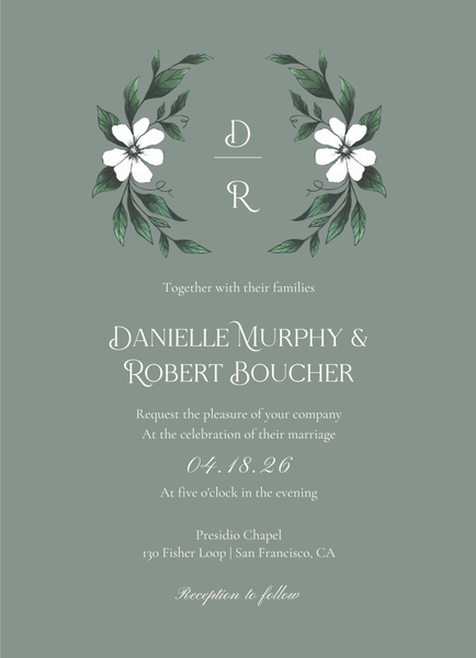 Melcher Wreath | Deep Sage | Zola Wedding Invitations