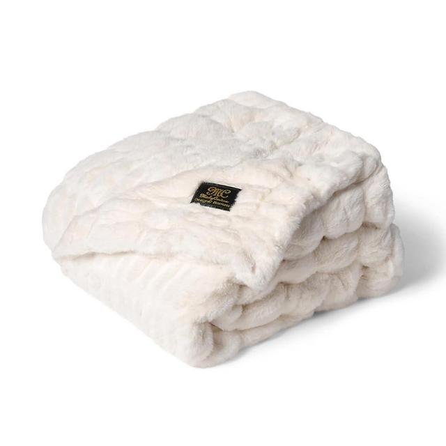 Minky Couture Hugs Blanket - Extra Plush Blanket for Premium Gifting - Stretchy Bubbled Cozy Throw - Silky Smooth - Durable & Machine-Washable - Travel-Friendly - Adult, Cream