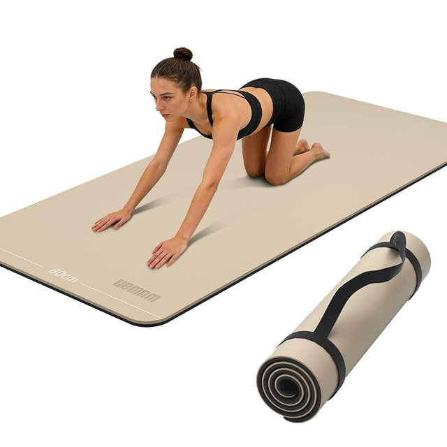 Wide Yoga Mat-80cm Non Slip Extra Thick 1/3'' Fitness Exercise Mat TPE Material High Resiliency Hot Yoga Mats(72“L x 32"W) With Carry Strap for Women Yoga Pilates, Home Floor Workout