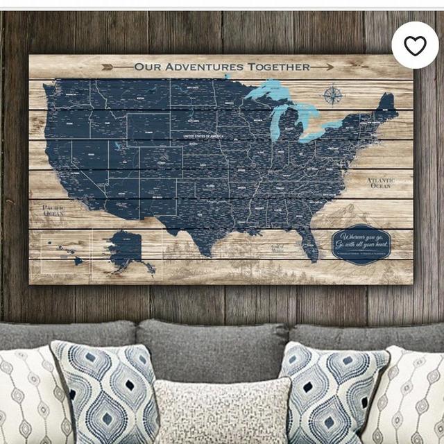 USA Rustic Travel Map-Customization available