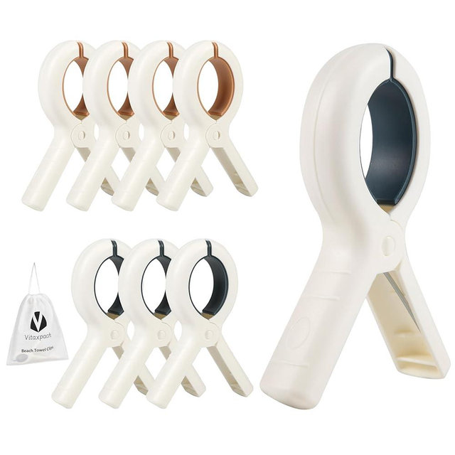 Beach Towel Clips 8 Pack, Extra Large 5.1" Towel Clips for Beach Chairs Cruise, Chair Clips for Beach Towels, Strong Towel Holder Clips for Clothes Heavy Duty, Quilt Drying Clip (8 Pack)