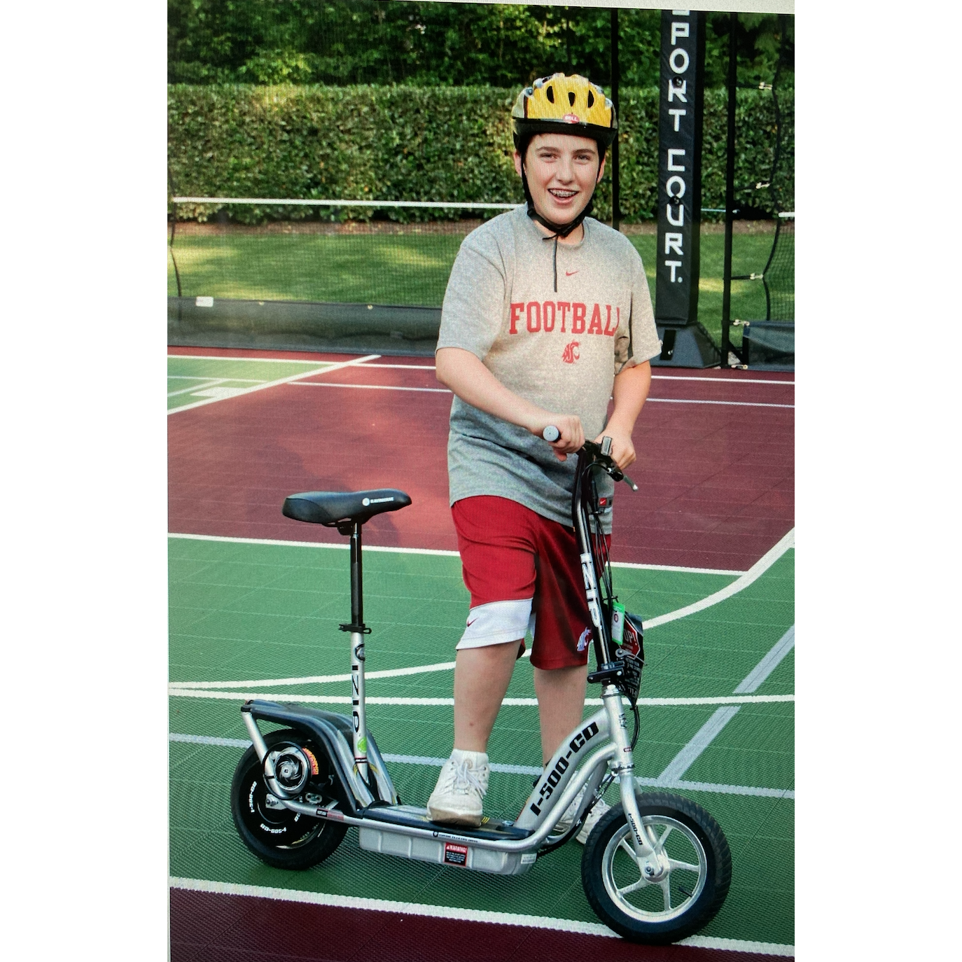 Little Luke and his motor scooter. This is just too cute :)