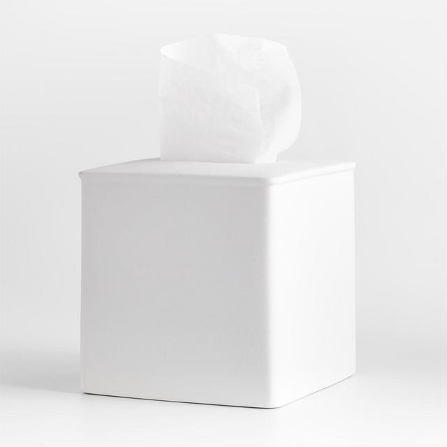 Juxon White Tissue Box Cover