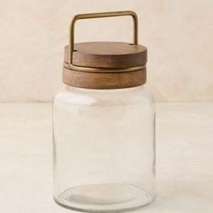 Medium Wood with Antique Brass Canister