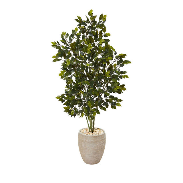 Nearly Natural 53in. Ficus Artificial Tree in Sand Colored Planter