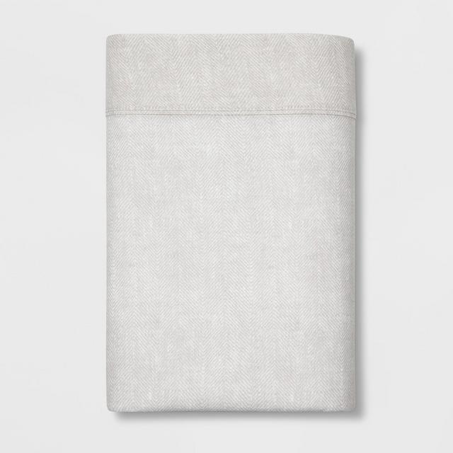 King 300 Thread Count Herringbone Ultra Soft Flat Sheet Tan - Threshold™