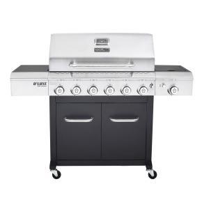 Deluxe 6-Burner Propane Gas Grill in Black with Side Burner