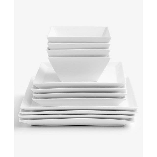 The Cellar Whiteware Square 12-Pc. Dinnerware Set, Service For 4
