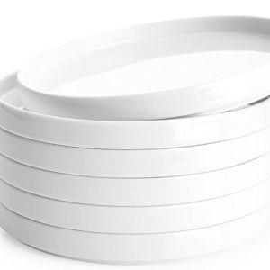 8'' Porcelain Flat Dessert Plates, Set of 6