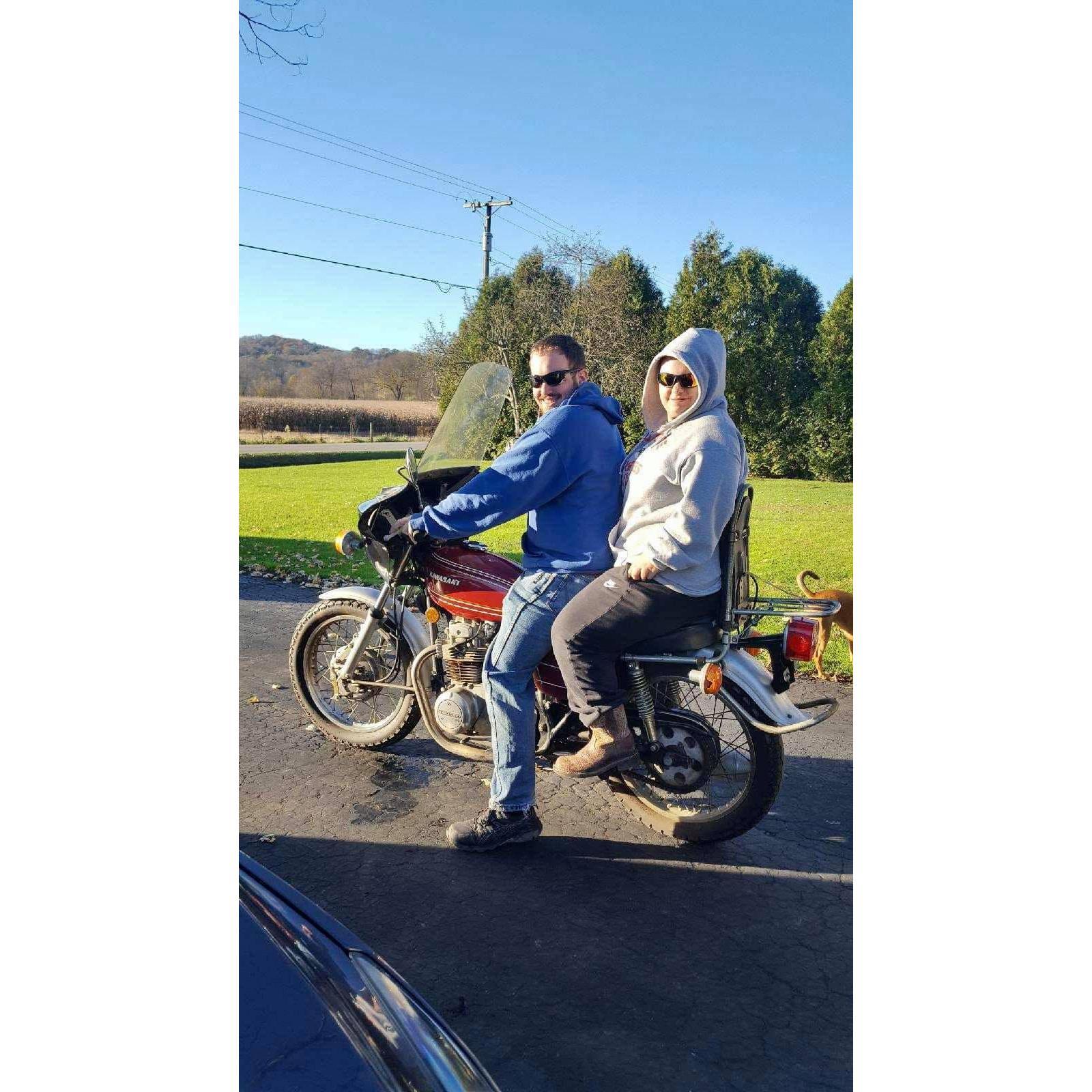 My dad gave Tony his old motorcycle