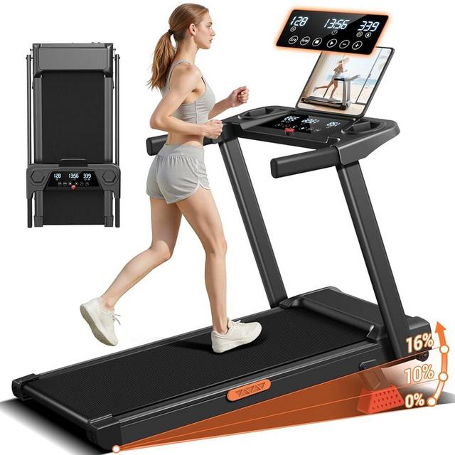 16% Treadmills for Home, 3-in-1 Foldable Treadmill with Incline, Portable Treadmill with Handle, 3.0HP Quiet Walking Pad Treadmill, 12 Automatic Modes, Three Screen