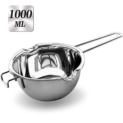 Stainless Steel Double Boiler Pot with 1000ML for Melting Chocolate, Candy and Candle Making (18/8 Steel, Universal Insert)…