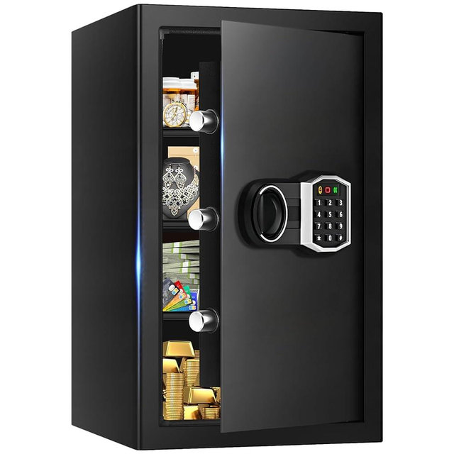 5.2 Cuft Large Safes for Home, Security Fireproof Safe Box with Programmable Keypad, Spare Keys and Removable Shelf, Anti-Theft Digital Home Safes Water and Fire Proof Document Box for Money Valuables