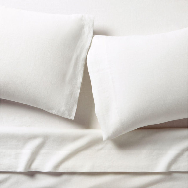 Aire Natural EUROPEAN FLAX ™-Certified Linen Crisp White Queen Bed Sheet Set