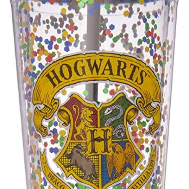 Spoontiques Hogwarts Glitter Cup w/Straw, 20 ounces, Multicolored