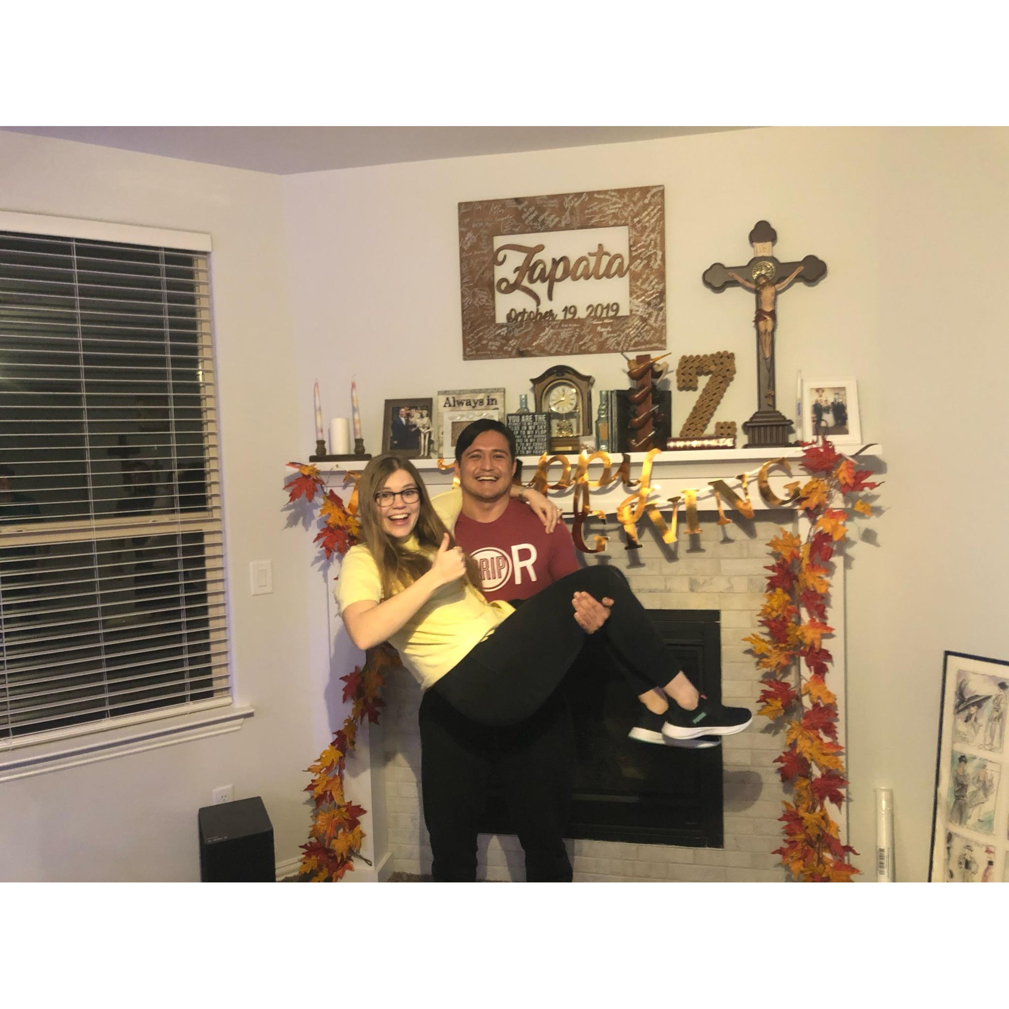 Our first Thanksgiving together gave us lots to be thankful for.