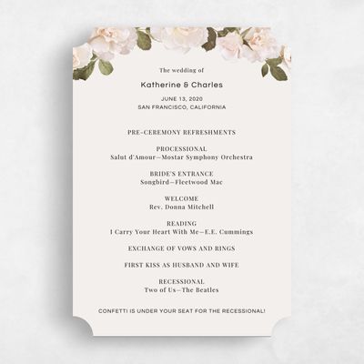 Beige Ticket Wedding Program - Woads
