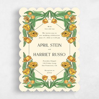 Yellow Scalloped Wedding Invitation - Willmore Portrait