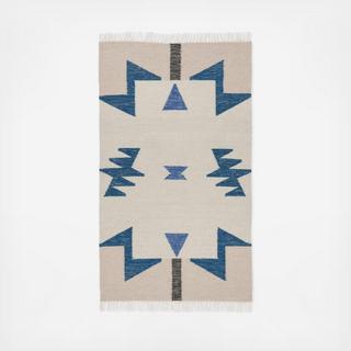 Blue Triangles Kelim Rug