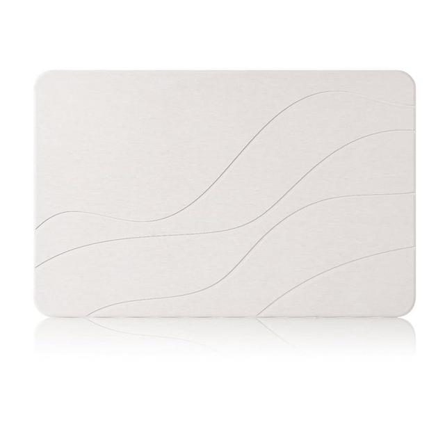 NUDUKO Stone Bath Mat, Quick Drying Absorbent Bath Stone Mat for Bathroom, Natural Diatomaceous Non-Slip Bath Mat, Easy to Clean (Light White, 15.4×23.6")