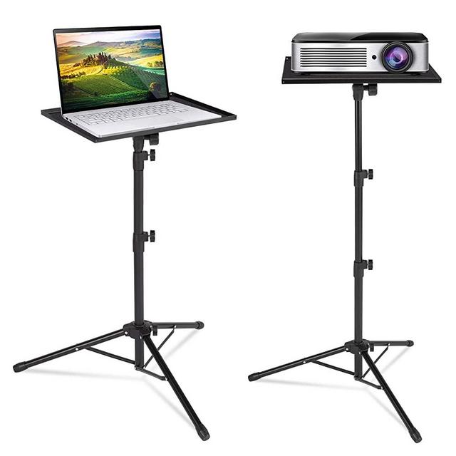 Klvied Projector Tripod Stand, Universal Laptop Tripod Stand, Portable DJ Equipment Stand, Folding Floor Tripod Stand, Outdoor Computer Table Stand For Stage or Studio, Height Adjustable 23 to 46 Inch