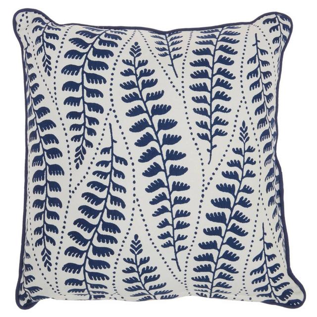 18"x18" Life Styles Printed Leaves Throw Pillow Blue - Mina Victory