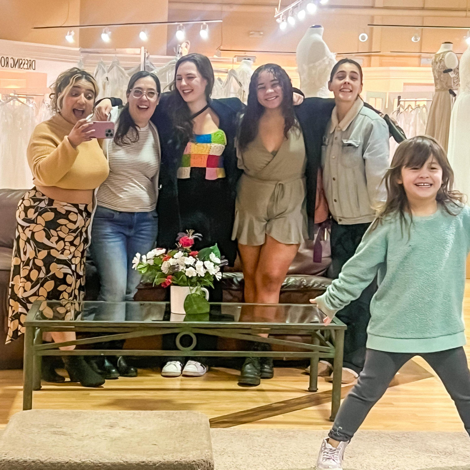 The girls and I working on finding the perfect wedding dress. (Melody, Theresa, Sam, Faith, April, and Daisy).