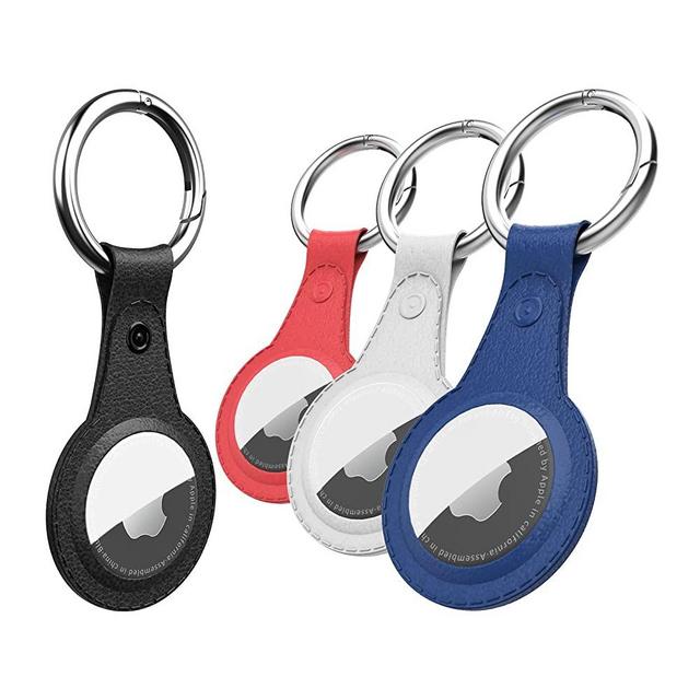 4 Pack Airtag Case for Apple AirTag, Protective PU Leather Airtags Keychain Tracker Cover with Air Tag Holder,Finder Items for Dogs,Keys,Backpacks,Multi-Color Airtag Accessories(Not Indclude Airtag)
