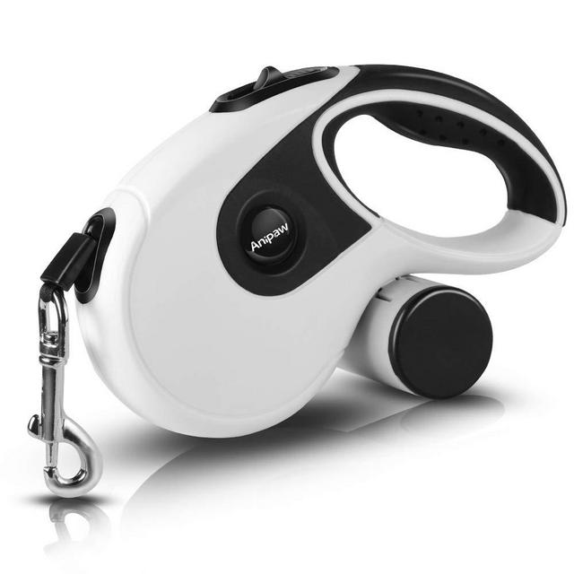 Retractable Dog Leash 16ft Strong Nylon Cord, Anipaw Heavy Duty 360° Tangle-Free Pet Leashes with Waste Bag Dispenser & Bags, Anti-Slip Grip Retracting Leash for Dogs up to 110lbs