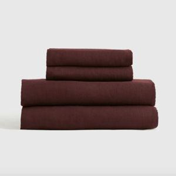 Linen Sheets | Quince in Burgundy (or Toffee)