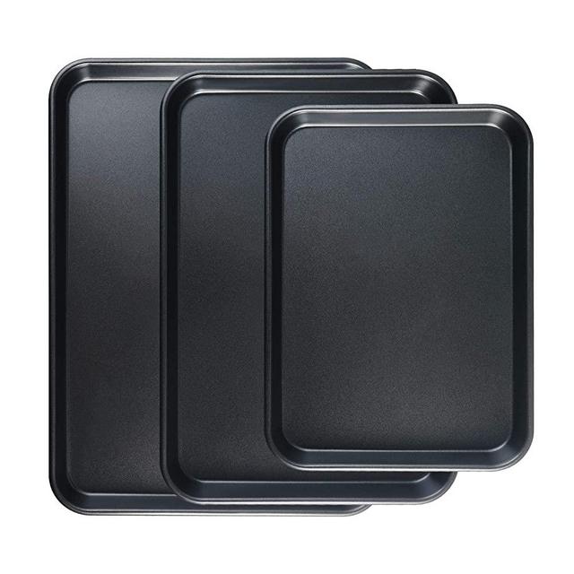 S·KITCHN Bakeware Set Nonstick Cookie Sheet Pan Set Baking Sheets, Commercial Baker's Half Sheet Nonstick Bakeware - 3 Piece