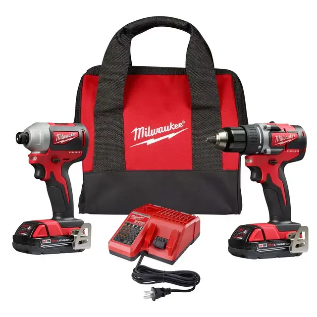 M18 18-Volt Lithium-Ion Brushless Cordless Compact Drill/Impact Combo Kit (2-Tool) W/ (2) 2.0Ah Batteries, Charger & Bag