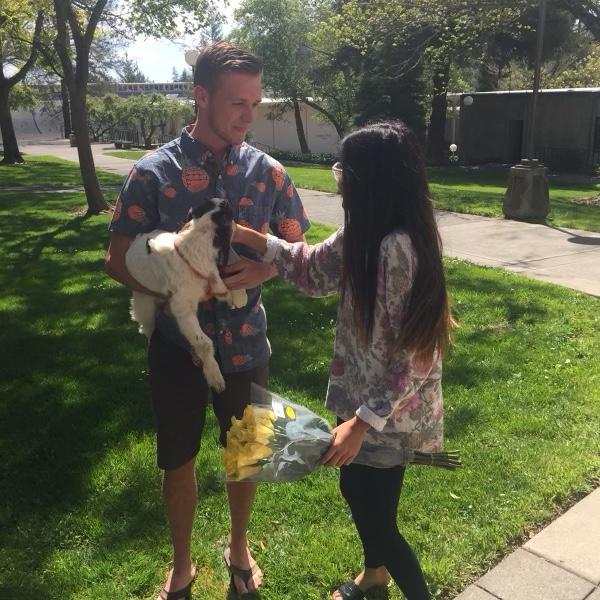 Matt asking Sydney to banquet with a goat - 2016